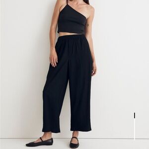 Madewell Black Crinkled Crepe Cropped Pants